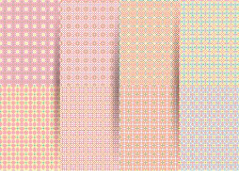 Set of 6 abstract seamless checkered geometric patterns. Vector pink geometri Stockillustratie