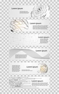 Set of 6 banner abstract technology concept white gray hi tech future Illustrazione stock