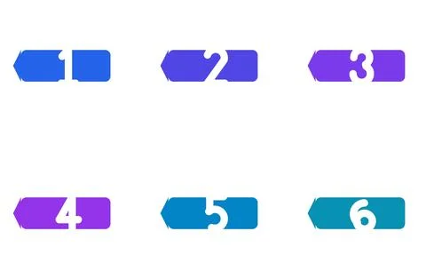 Set Of 6 Banner Process Step Arrows, flat design element set イラスト素材