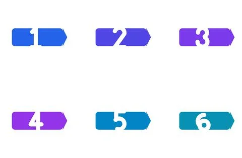 Set Of 6 Banner Process Step Arrows, flat design element set イラスト素材