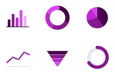 Set Of 6 Chart And Diagram Components, flat design element set Illustrazione stock