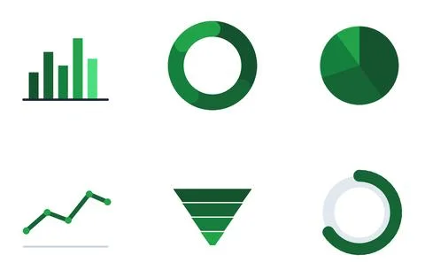 Set Of 6 Chart And Diagram Components, flat design element set Stock Illustration
