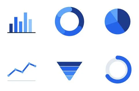 Set Of 6 Chart And Diagram Components, flat design element set Stock Illustration