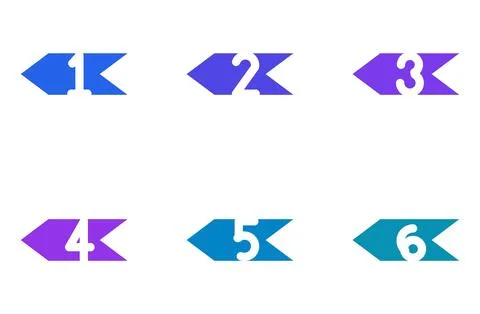 Set Of 6 Chevron Process Step Arrows, flat design element set イラスト素材