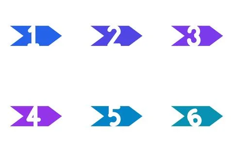 Set Of 6 Chevron Process Step Arrows, flat design element set イラスト素材