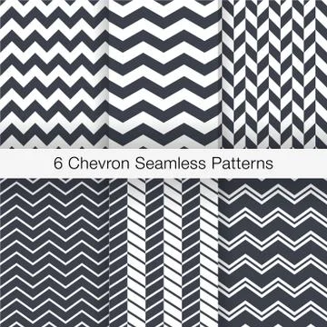 Set of 6 Chevron Seamless Patterns. Every Pattern is on a Separate Isolated L Stock Illustration