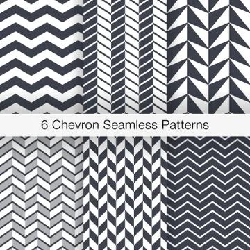 Set of 6 Chevron Seamless Patterns. Every Pattern is on a Separate Isolated L Stock Illustration