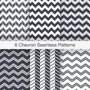 Set of 6 Chevron Seamless Patterns. Every Pattern is on a Separate Isolated L Stock Illustration