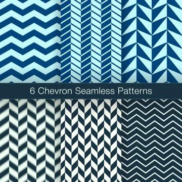 Set of 6 Chevron Seamless Patterns. Every Pattern is on a Separate Isolated L Stock Illustration