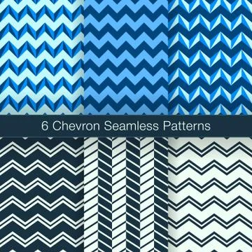 Set of 6 Chevron Seamless Patterns. Every Pattern is on a Separate Isolated L Illustrazione stock