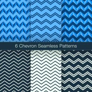 Set of 6 Chevron Seamless Patterns. Every Pattern is on a Separate Isolated L Stock Illustration