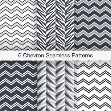 Set of 6 Chevron Seamless Patterns. Every Pattern is on a Separate Isolated L Stock Illustration