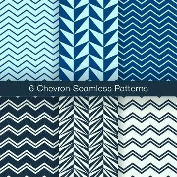 Set of 6 Chevron Seamless Patterns. Every Pattern is on a Separate Isolated L Stock Illustration