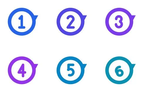 Set Of 6 Circ Process Step Arrows, flat design element set イラスト素材