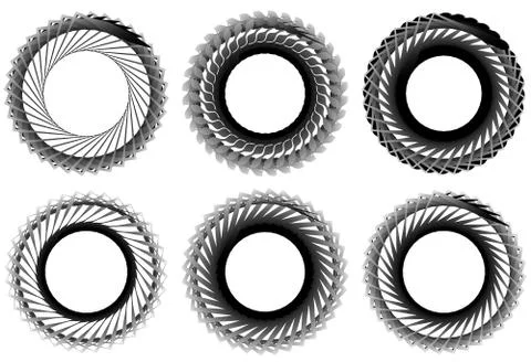 Set of 6 circular geometric element. Abstract geometry shapes Stockillustratie