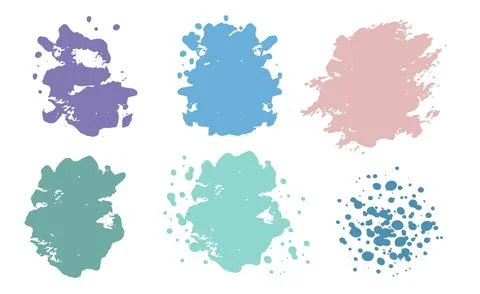 Set of 6 colored abstract blots vector illustration Stock Illustration