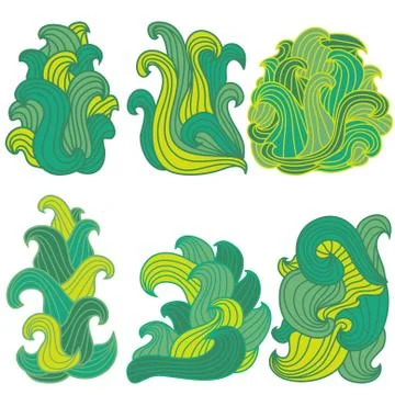 Set of 6 decorative waves, design elements Stock Illustration