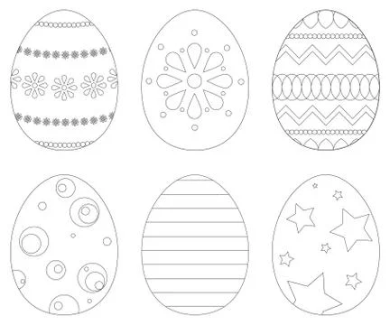 Set of 6 easter eggs Stock Illustration