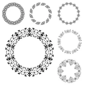 Set of 6 elegant round arabesque frames  - vector illustration Stock Illustration