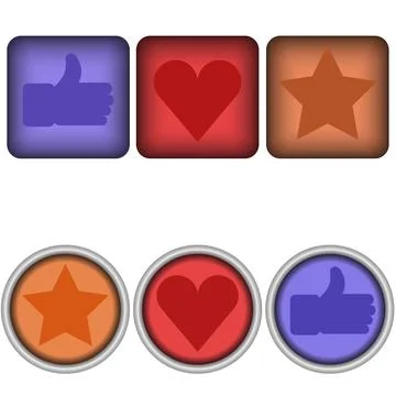 Set of 6 glossy social vector like buttons Stock Illustration