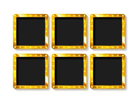 Set of 6 gold frames. イラスト素材