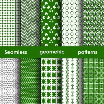 Set of 6 green seamless patterns Stock Illustration