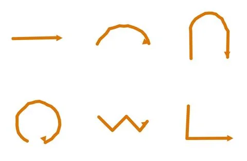 Set Of 6 Hand Drawn Doodle Arrows, flat design element set Stock Illustration