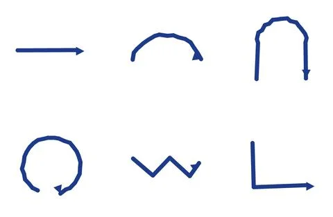 Set Of 6 Hand Drawn Doodle Arrows, flat design element set Stock Illustration
