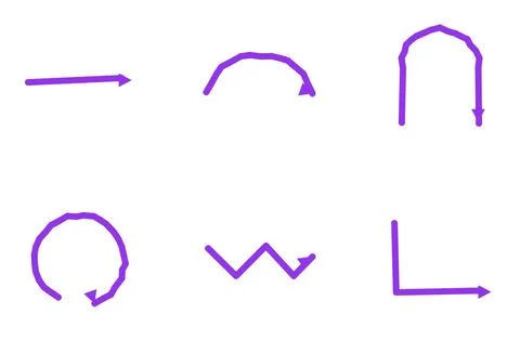 Set Of 6 Hand Drawn Doodle Arrows, flat design element set Illustrazione stock