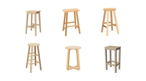 Set of 6 high bar stool vector illustrations. Stock Illustration