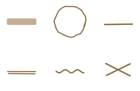 Set Of 6 Highlight Emphasis Marks, flat design element set Illustrazione stock