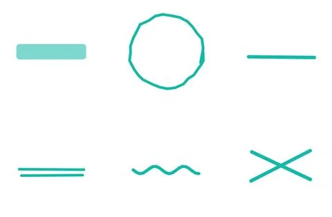 Set Of 6 Highlight Emphasis Marks, flat design element set Stock Illustration