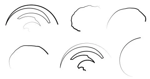 Set of 6 irregular, random lines. Abstract elements Ilustración de archivo