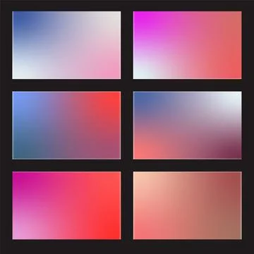 Set of 6 large beautiful cool light clean soft airy vector gradient backgrounds Stock Illustration