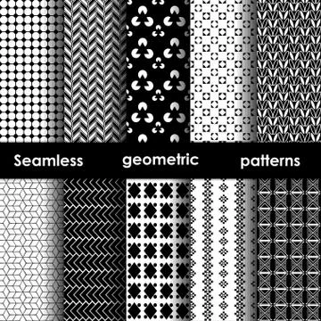 Set of 6 monochrome seamless patterns Stock Illustration