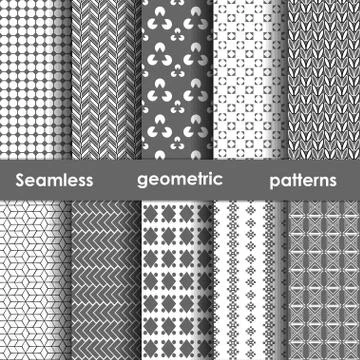 Set of 6 monochrome seamless patterns Stock Illustration