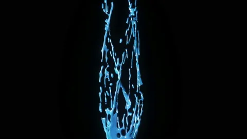 Set of 6 multi-colored paint splashes. Isolated on black background. Stock Footage 112370104