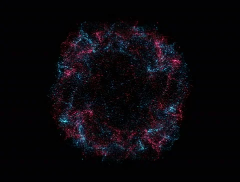 Set of 6 multicolored Shockwave explosions. Glowing particle explode Stock Footage 115742880