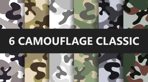 Set of 6 pack Camouflage patterns background Illustration Stock Illustration