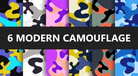Set of 6 pack Camouflage patterns background Illustration Stock Illustration