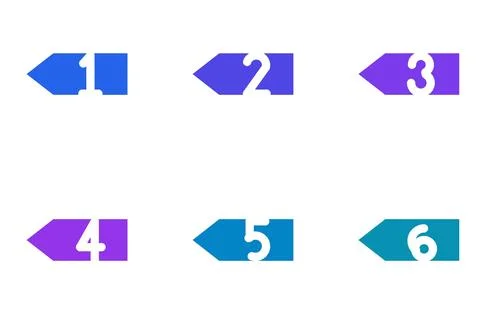 Set Of 6 Pentagon Process Step Arrows, flat design element set イラスト素材