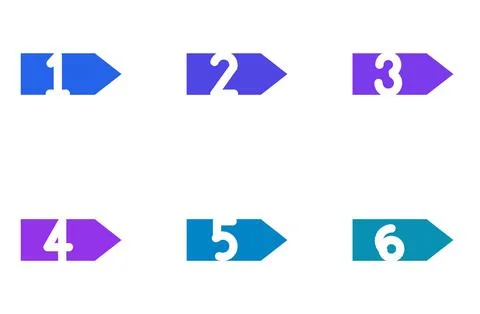 Set Of 6 Pentagon Process Step Arrows, flat design element set イラスト素材