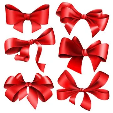 Set of 6 red bow Illustrazione stock
