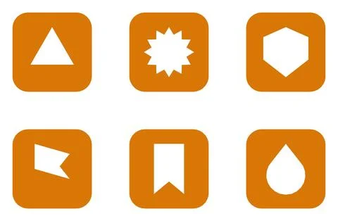 Set Of 6 Rounded Badge Sticker Icons, flat design element set Illustrazione stock