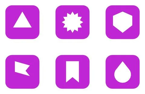 Set Of 6 Rounded Badge Sticker Icons, flat design element set Illustrazione stock