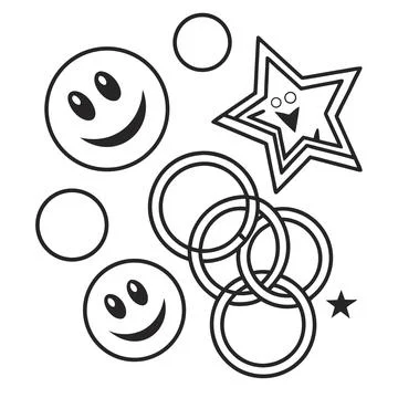 Set of 6 Rounded Joy and Happiness Abstract Icons Stock Illustration