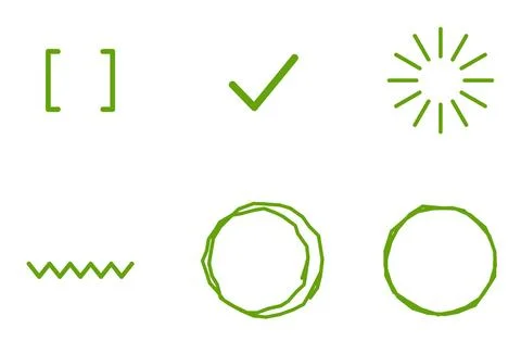 Set Of 6 Scribble Underline Marks, flat design element set Illustration