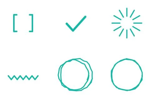 Set Of 6 Scribble Underline Marks, flat design element set Stock Illustration