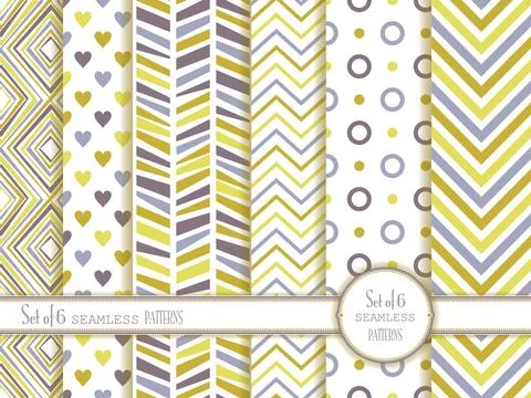 Set of 6 Seamless background. Bright summer pattern イラスト素材