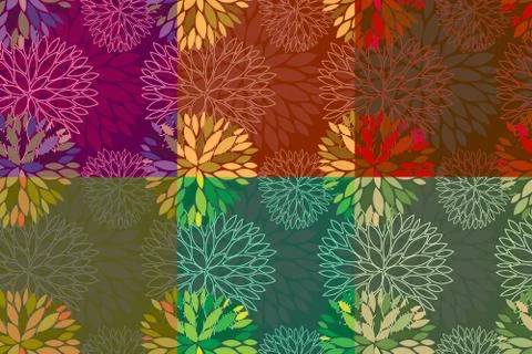 Set of 6 seamless floral backgrounds Stock Illustration